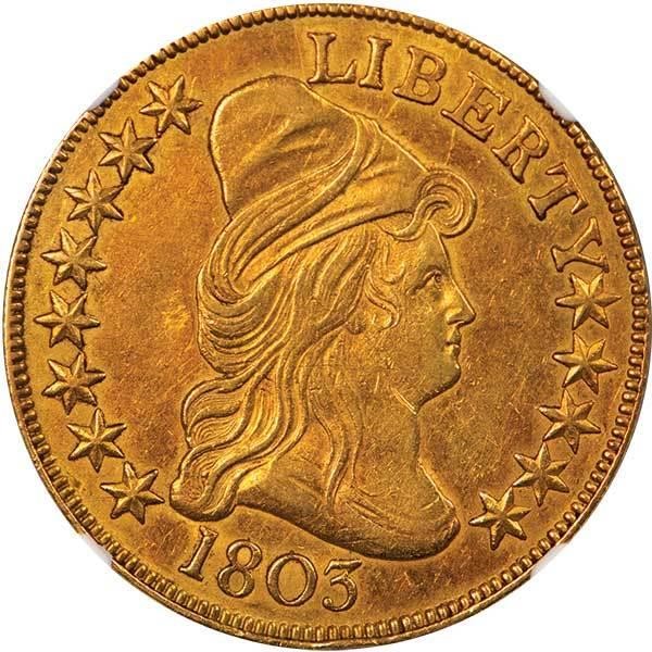 image for: $10 1803 LARGE STARS REVERSE. NGC AU55 CAC