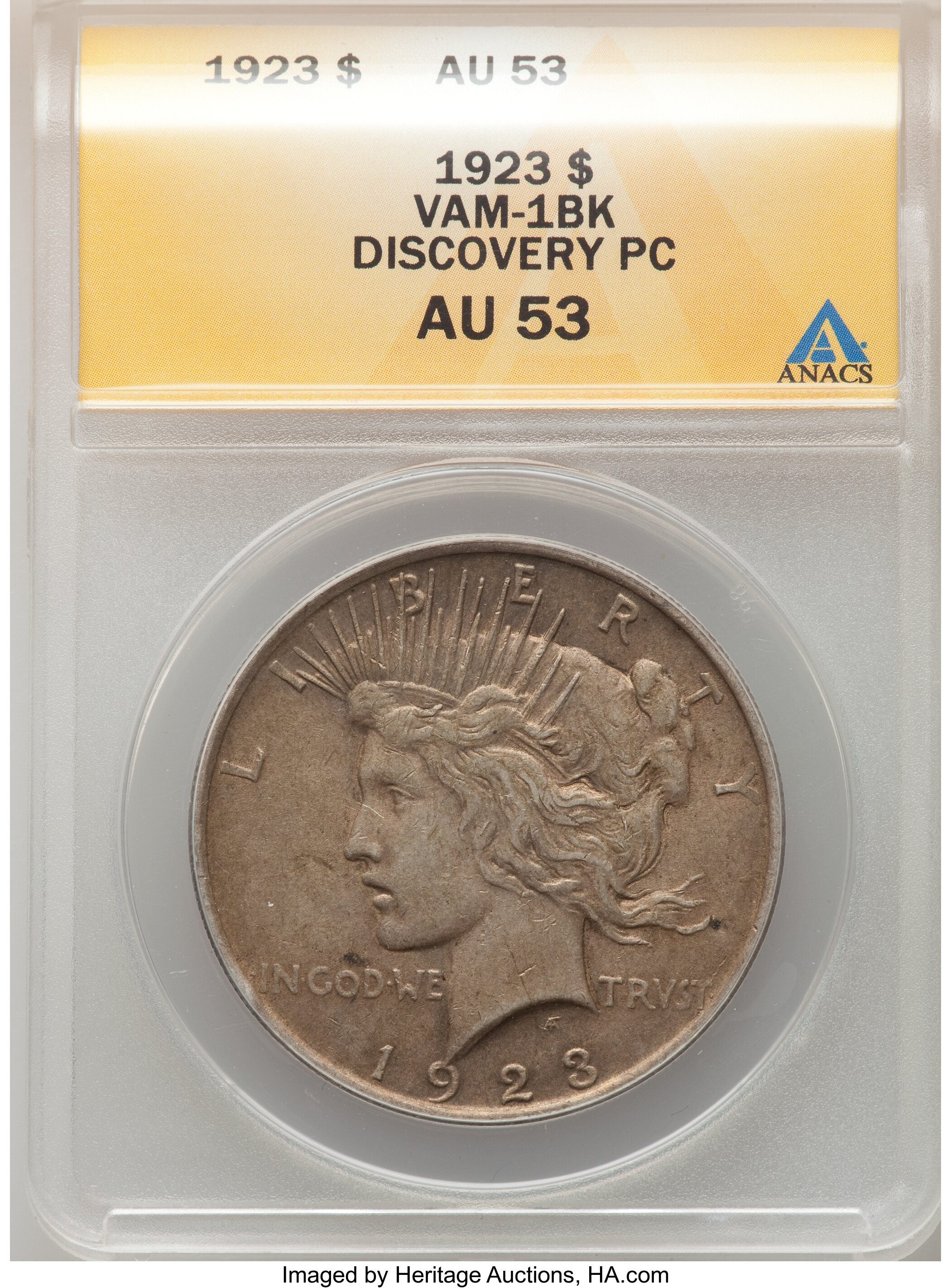 1923 $1 Die Break Hair Rear, VAM-1BK, Discovery Coin, AU53 ANACS. Mintage 30,800,000....