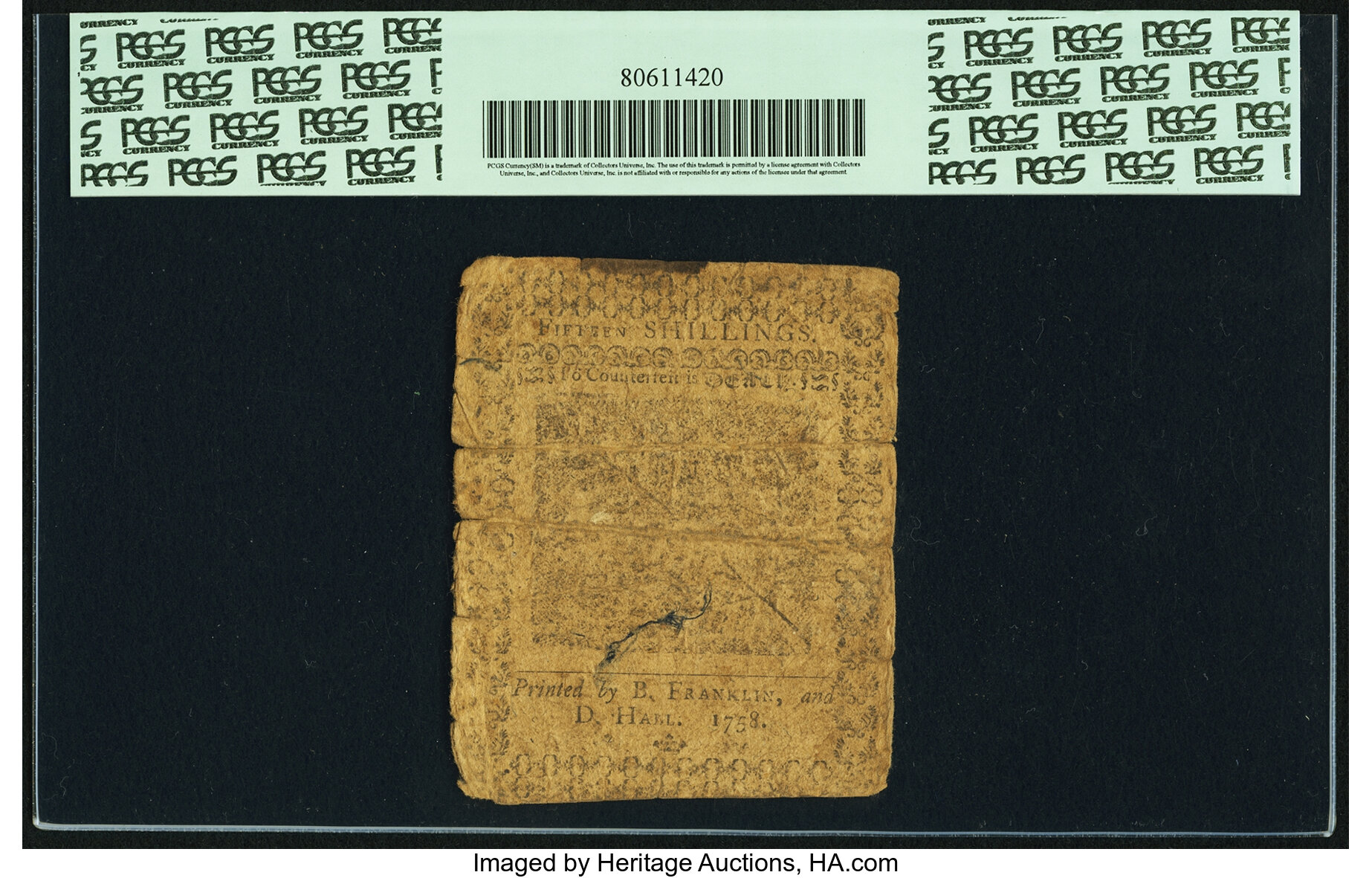 image for: Pennsylvania May 20, 1758 15s PCGS Apparent Fine 12....