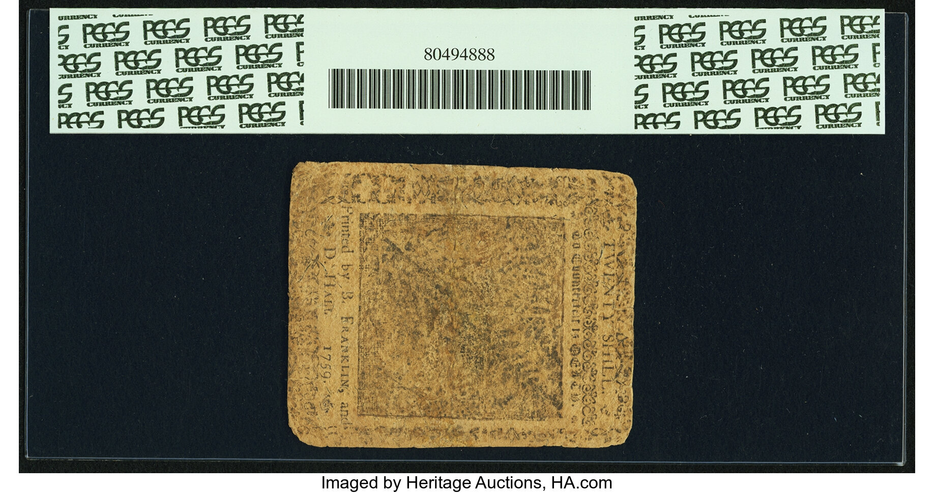 image for: Pennsylvania April 25, 1759 20s PCGS Apparent Fine 15....