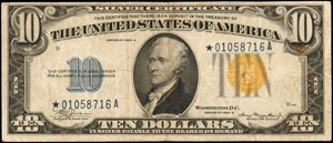 image for: Fr. 2309*. 1934A $10 North Africa Emergency Star Note. Very Fine.