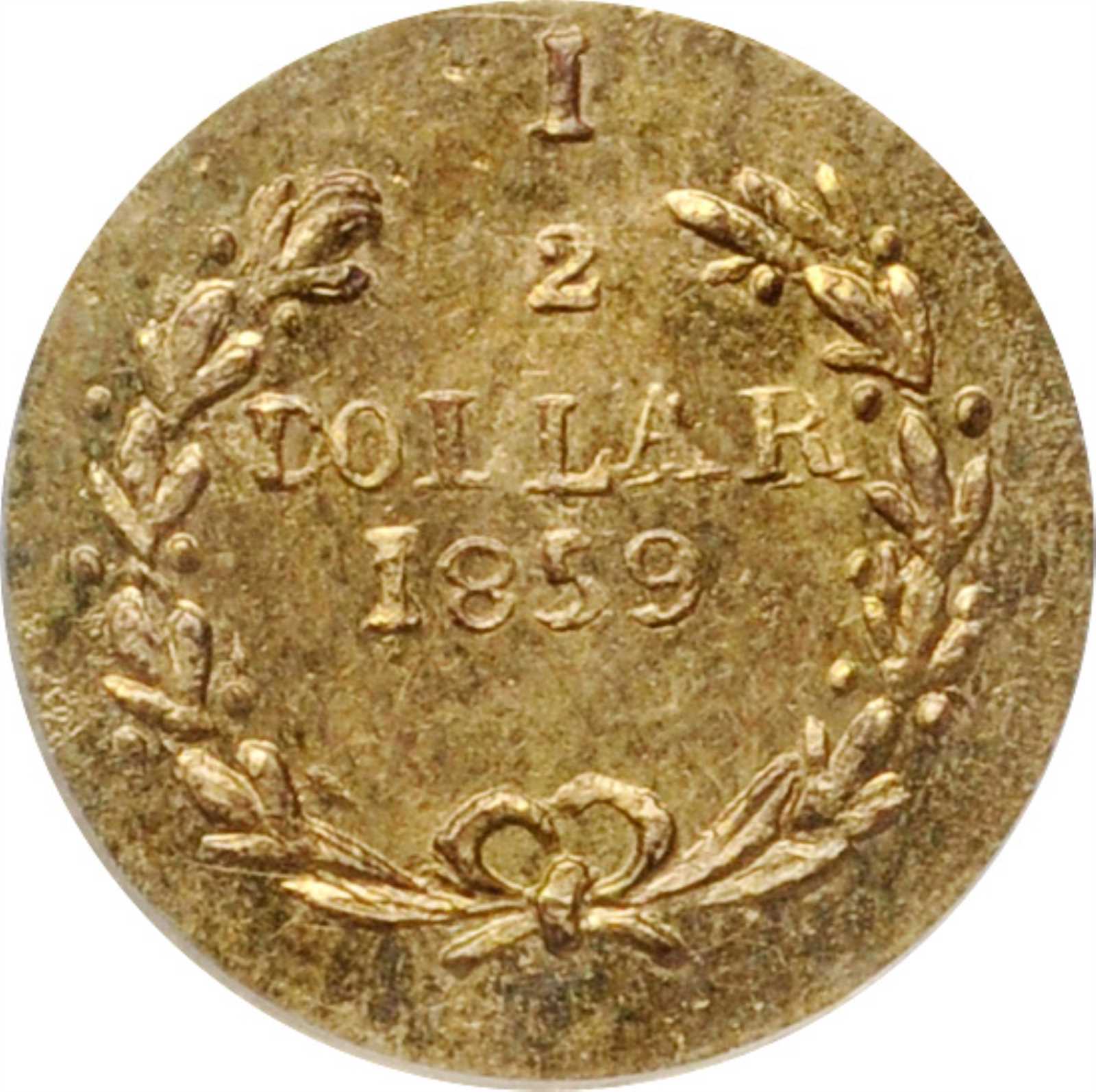 image for: 1859 Round 50 Cents. BG-1002. Rarity-4+. Liberty Head. MS-64 (PCGS).