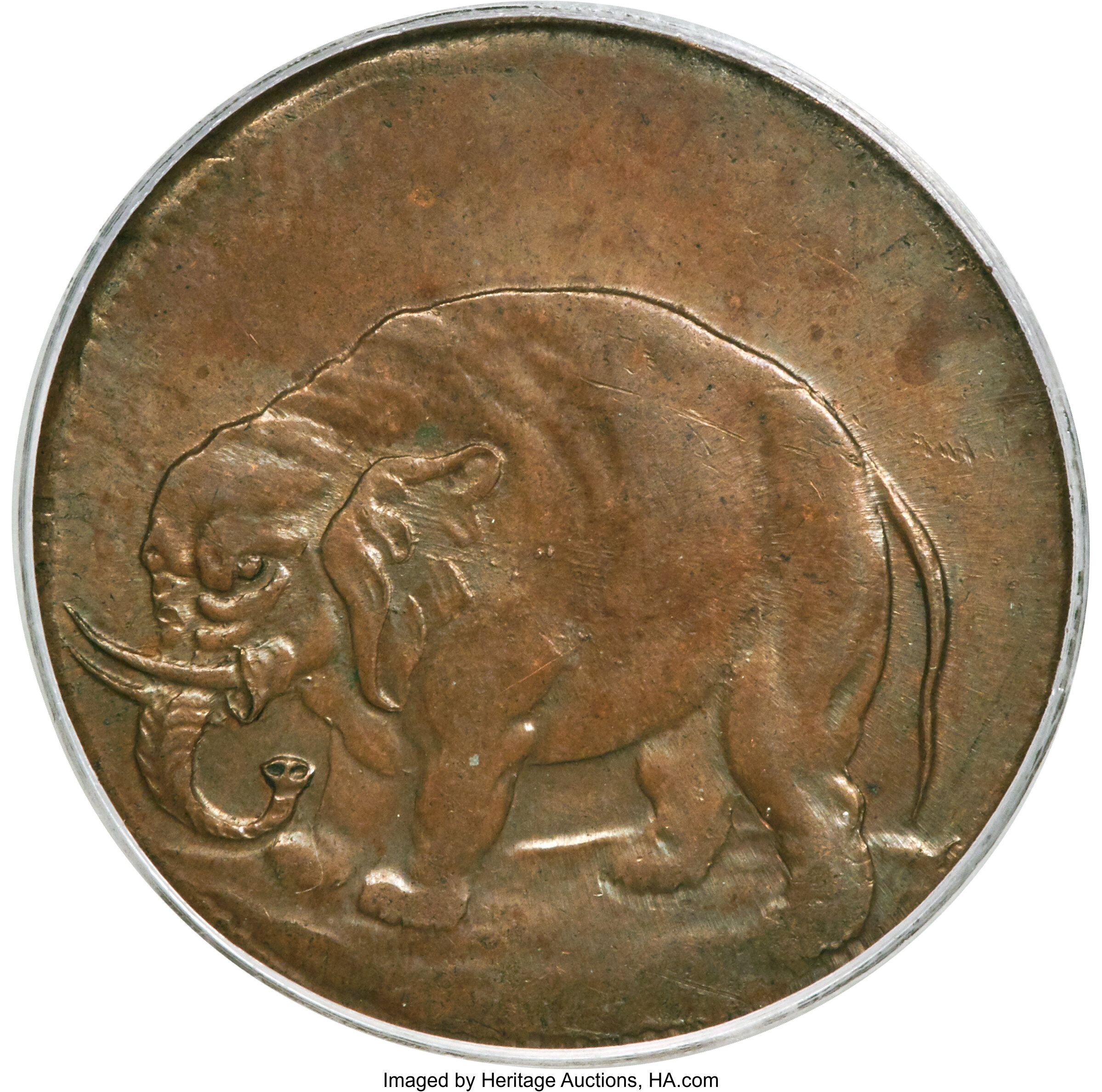 (1694) 1/2 P Elephant, LONDON, Thin Planchet MS BN