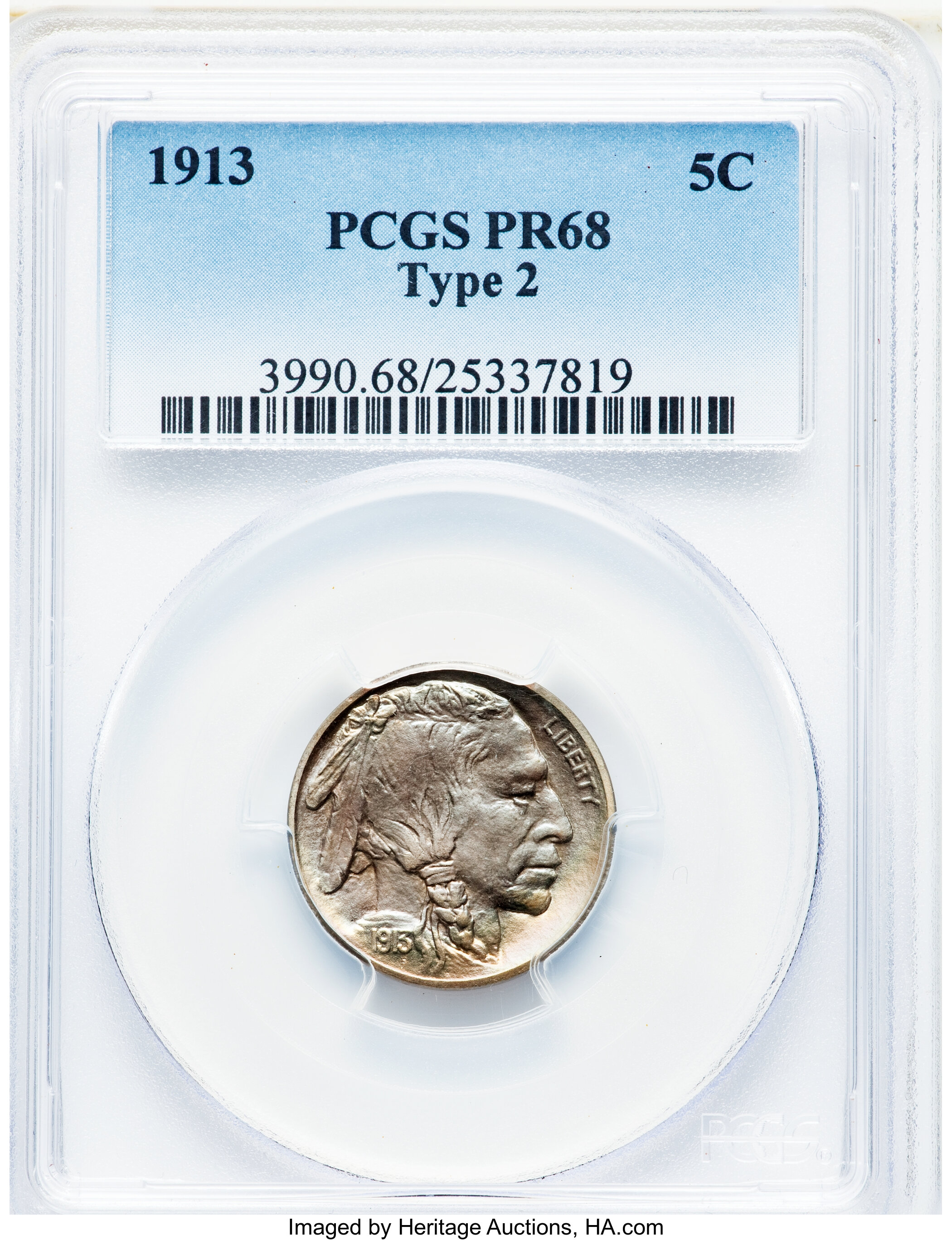 1913 5c Buffalo, Matte Finish, Type 2 PR68 CAC thumbnail 12