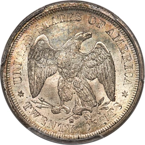image for: 1875-S 20C MS67 PCGS. BF-3, R.5. ...