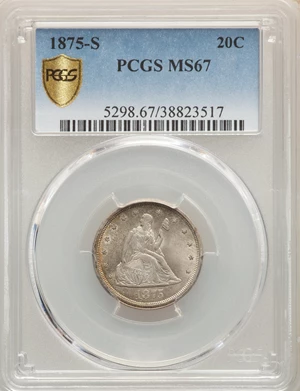 image for: 1875-S 20C MS67 PCGS. BF-3, R.5. ...
