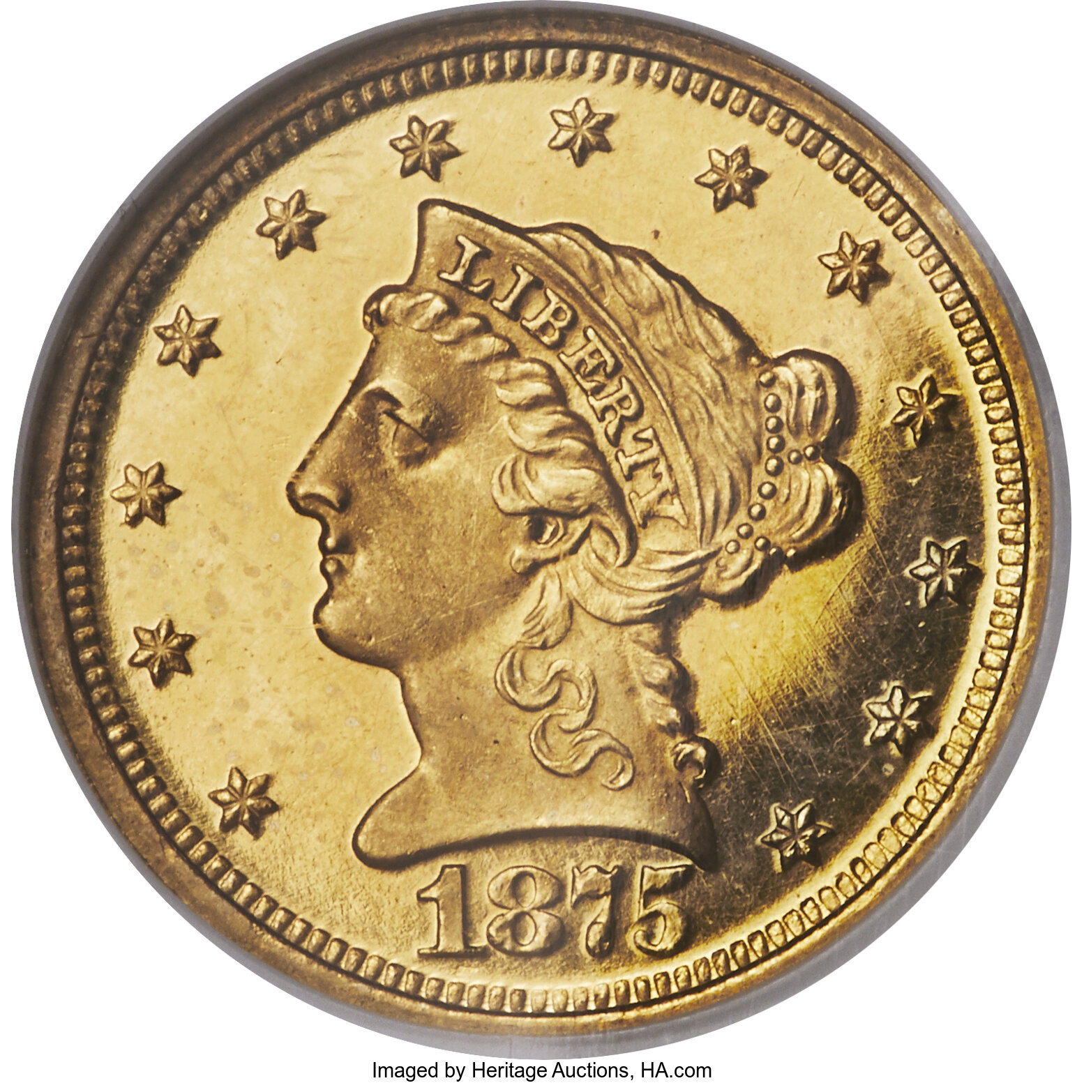 image for: 1875 $2 1/2 PR64 Cameo NGC. CAC. JD-1, R.6....