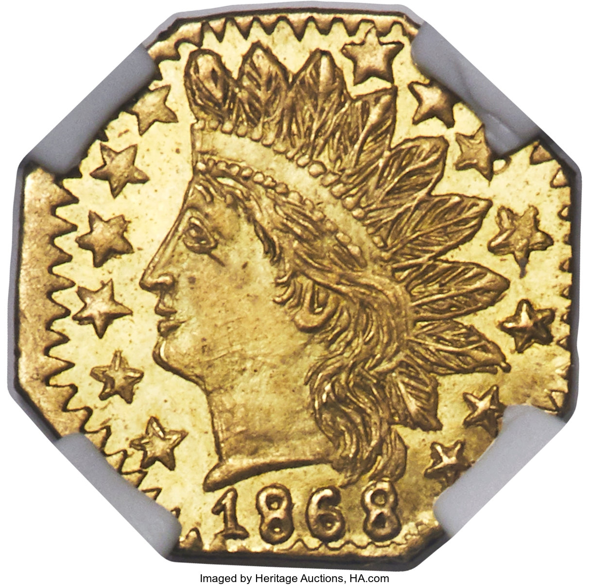 image for: 1868 25C Indian Octagonal 25 Cents, BG-799R, R.7, MS67 NGC....