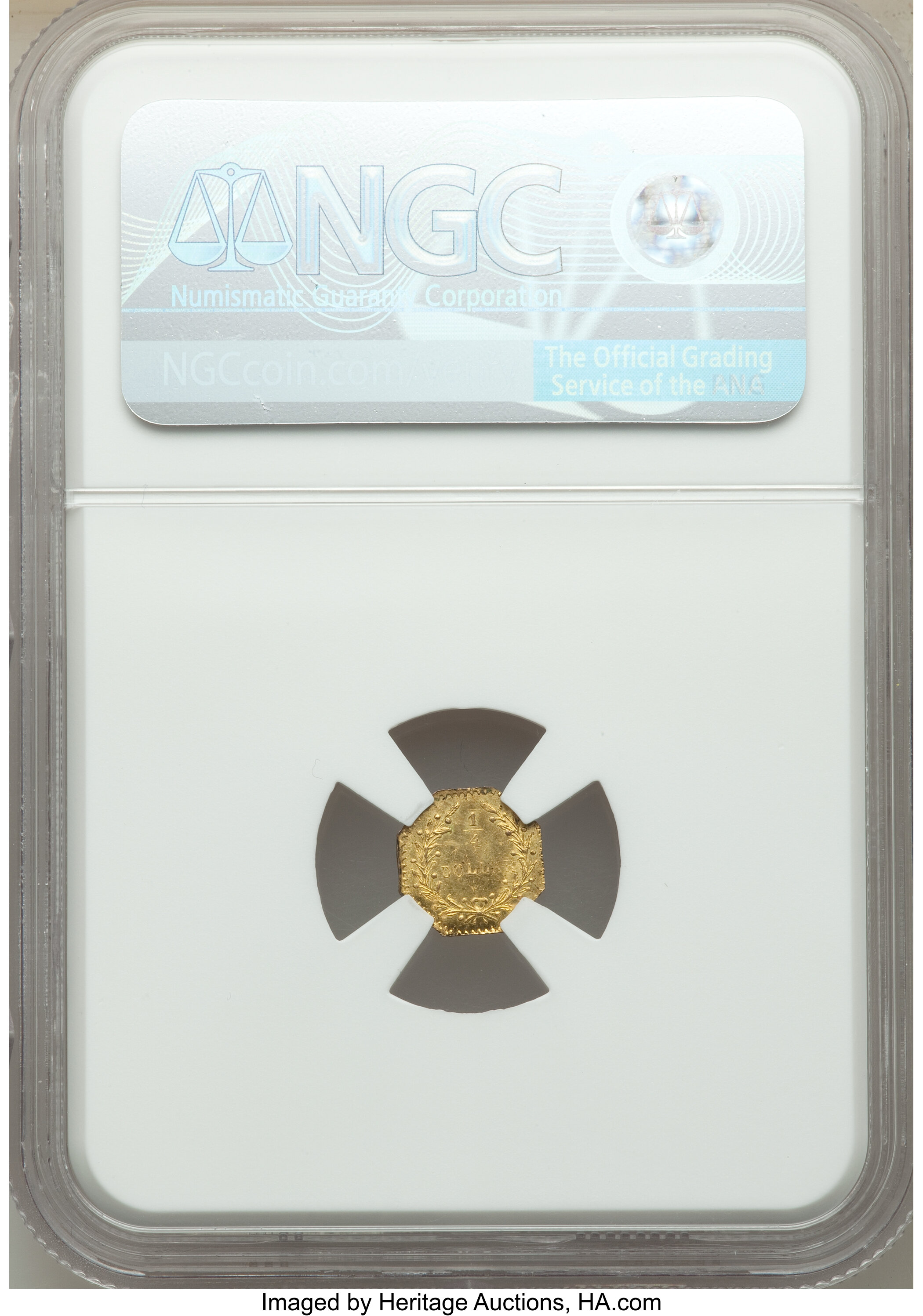 image for: 1852 25C Indian Octagonal 25 Cents, BG-799DD, High R.7, MS66 NGC....