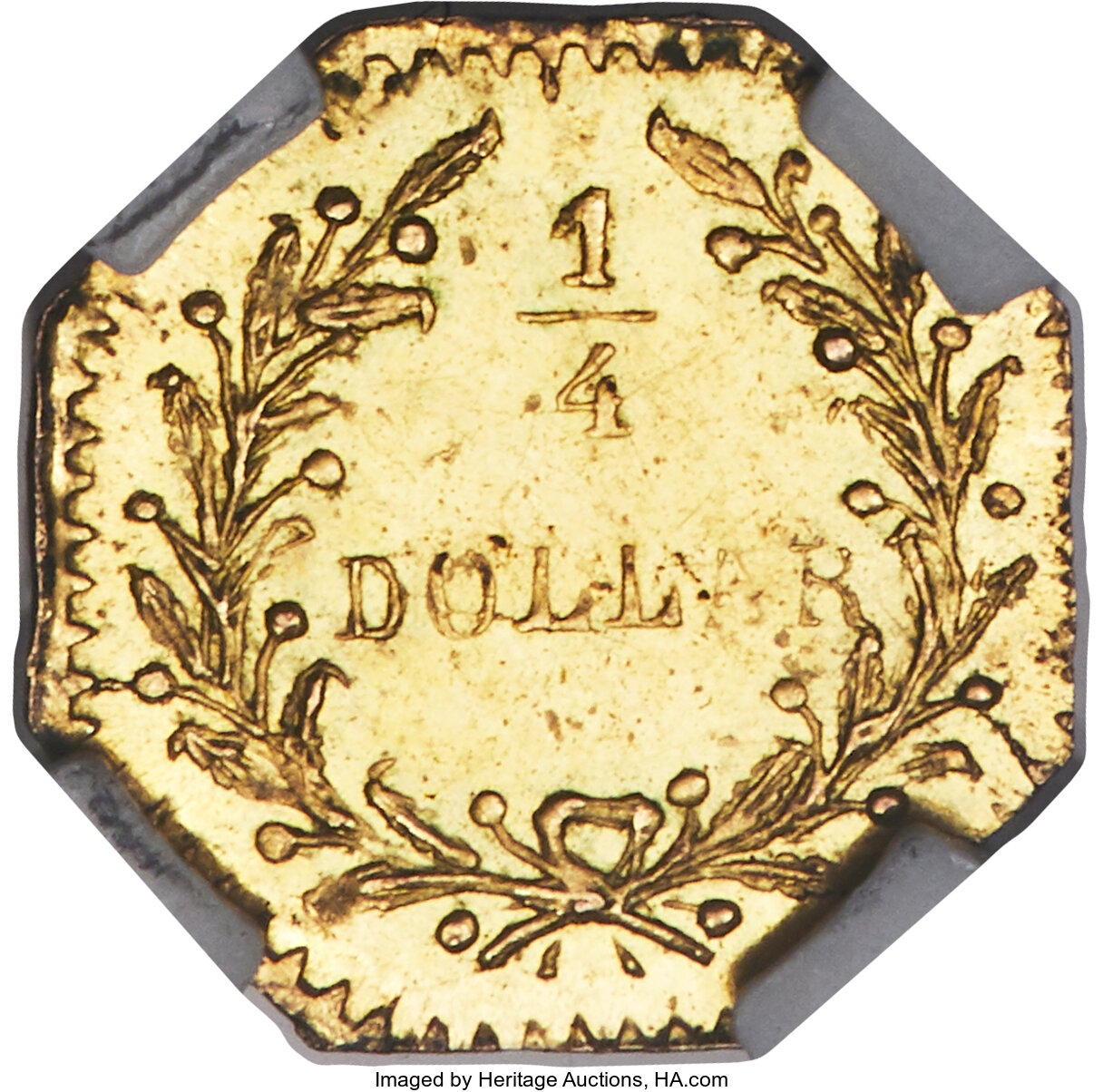 image for: 1852 25C Indian Octagonal 25 Cents, BG-799DD, High R.7, MS66 NGC....