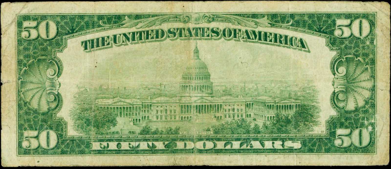 image for: San Francisco, California. $50 1929. Fr. 1803-2. Bank of Italy National Trust & Savings Assoc. Charter #13044. PCGS Fine 12. Apparent. Small Edge Split at Right.