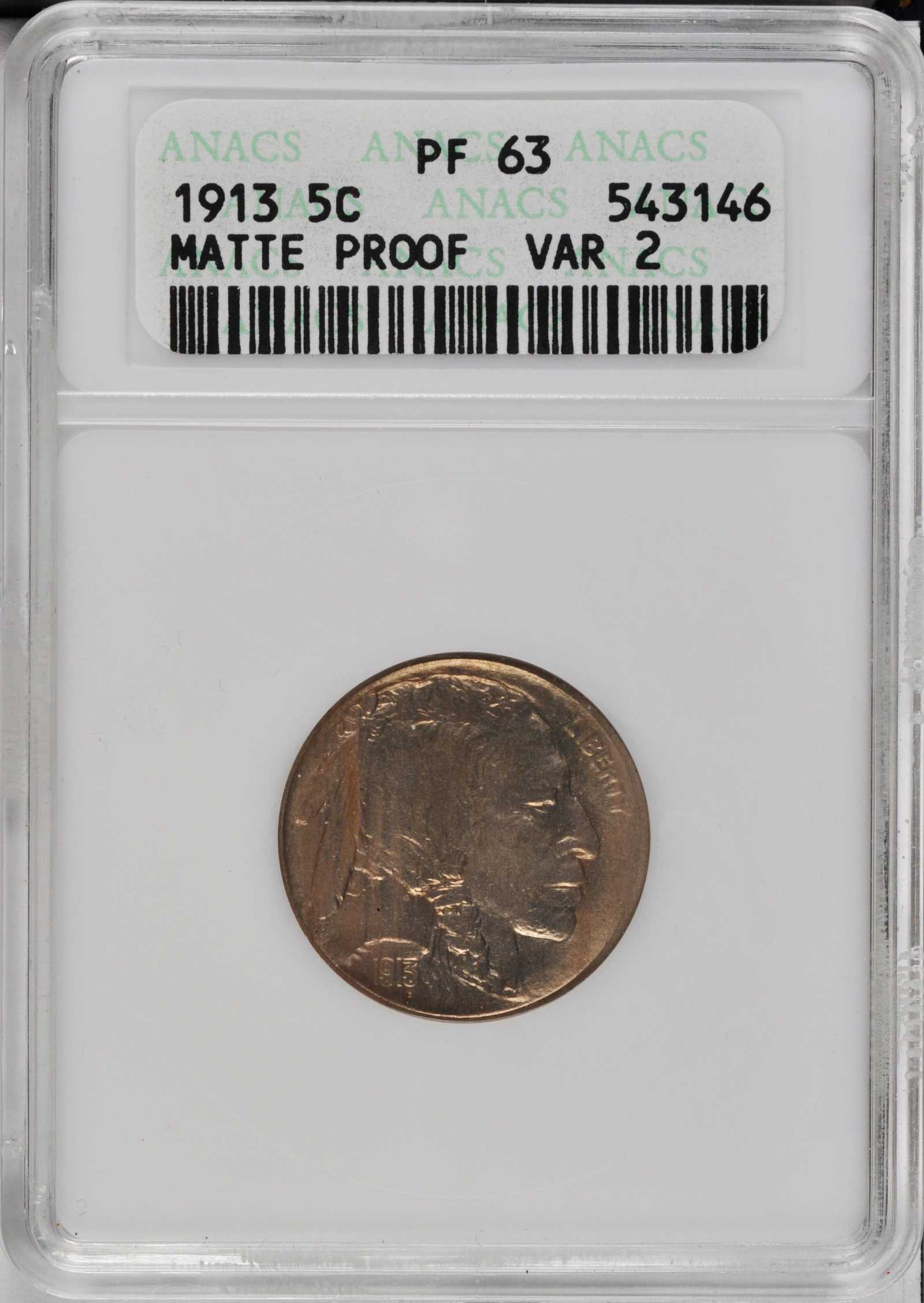 1913 5c Buffalo, Matte Finish, Type 2 PR60 thumbnail 6