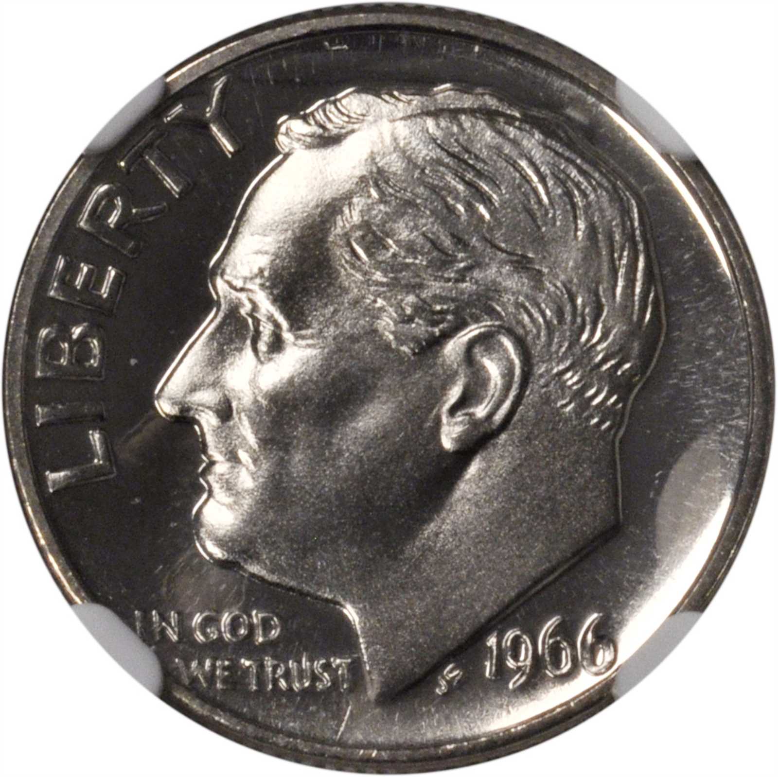 image for: 1966 Roosevelt Dime. SMS. MS-68 FT, Cameo (NGC).