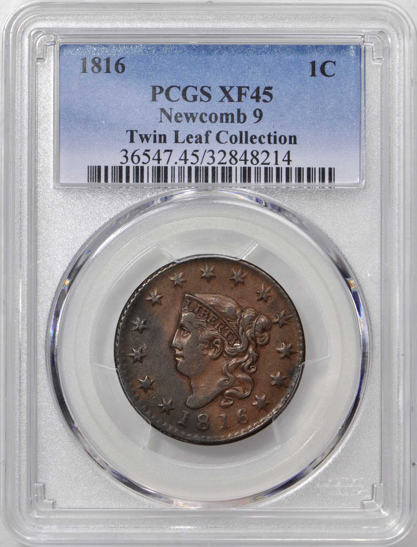 image for: 1816 Matron Head Cent. N-9. Rarity-3. Noyes Die State-B/B. EF-45 (PCGS).
