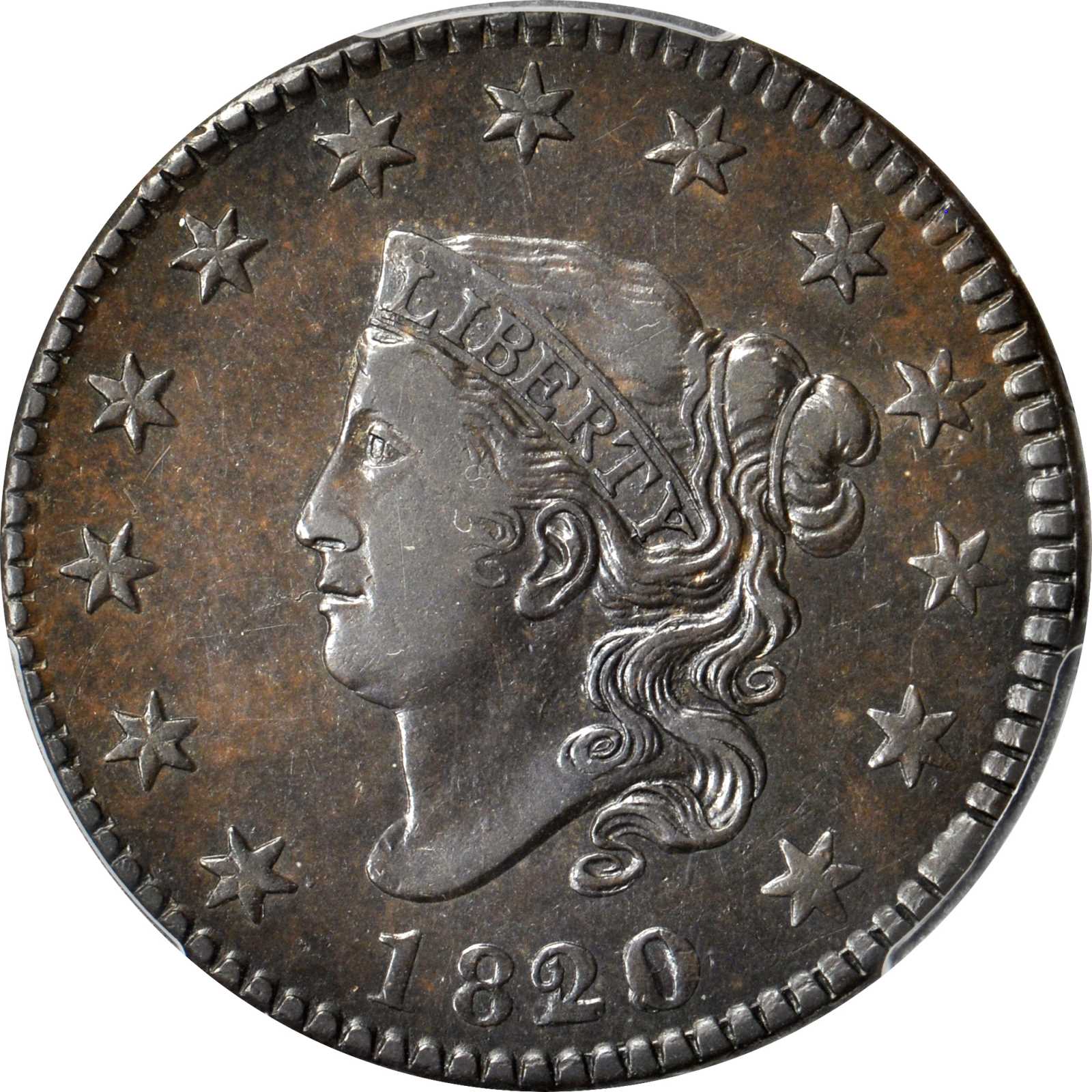 image for: 1820/19 Matron Head Cent. N-2. Rarity-2. Noyes Die State-A/A. EF-45 (PCGS).