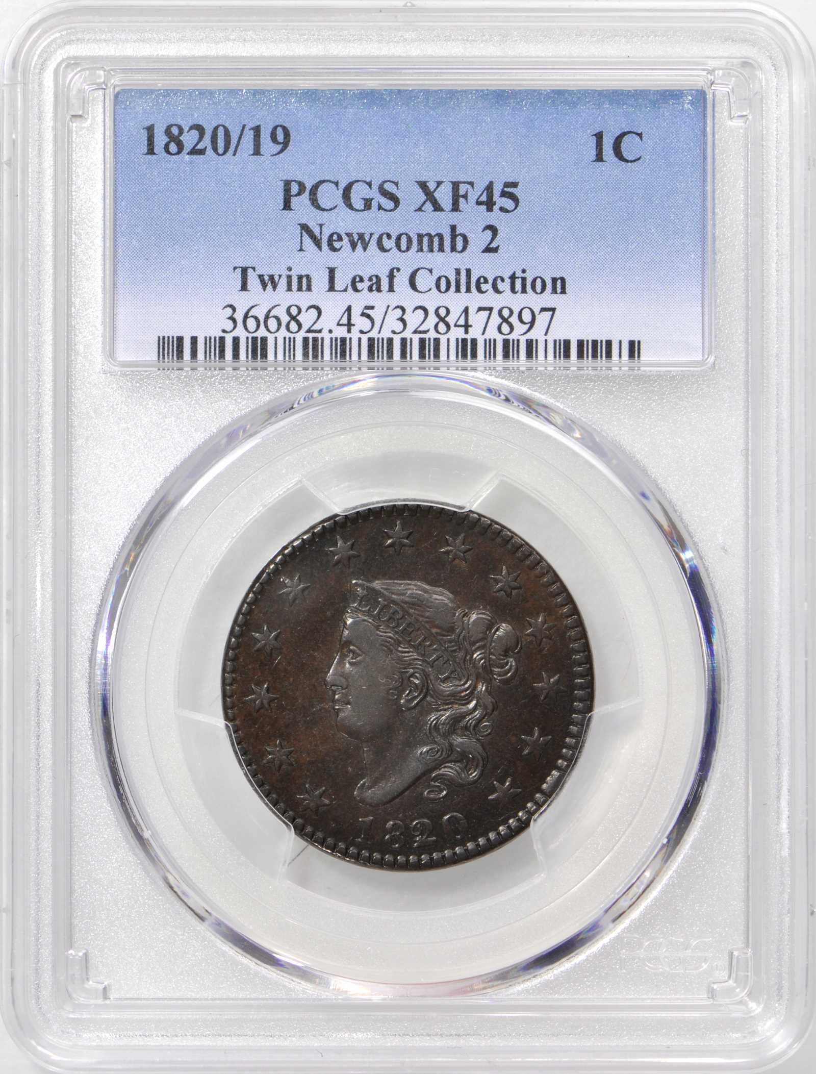 image for: 1820/19 Matron Head Cent. N-2. Rarity-2. Noyes Die State-A/A. EF-45 (PCGS).