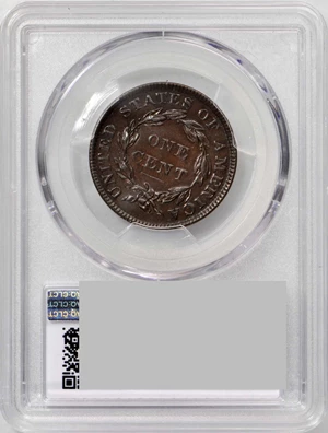 image for: 1835 Matron Head Cent. N-7, 17. Head of 1836. Rarity-1. Noyes Die State-B/B, early. AU-55 (PCGS).