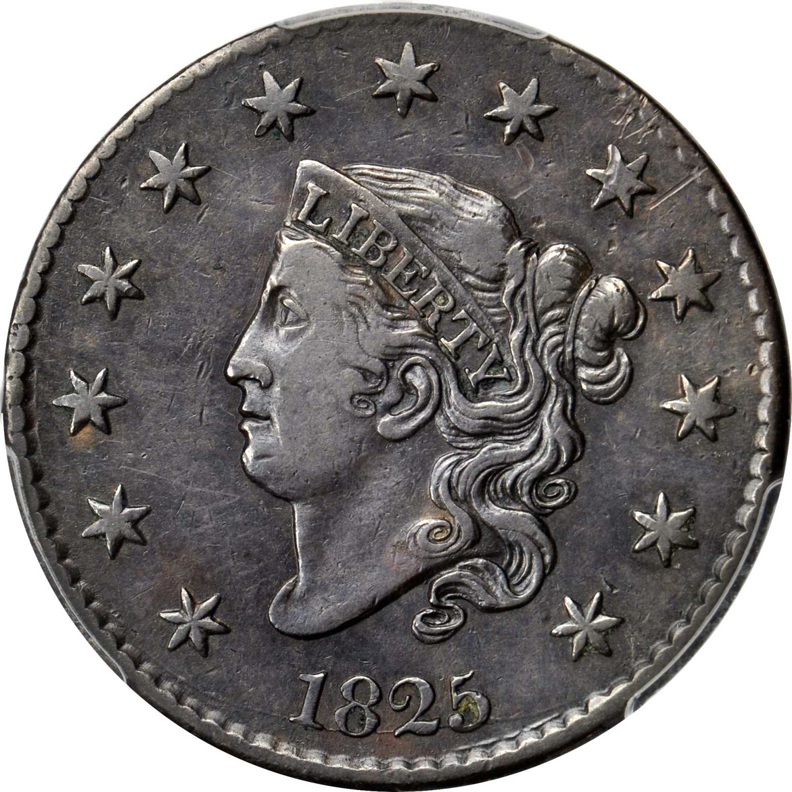 image for: 1825 Matron Head Cent. N-1. Rarity-4. Noyes Die State-B/A. VF-35 (PCGS).
