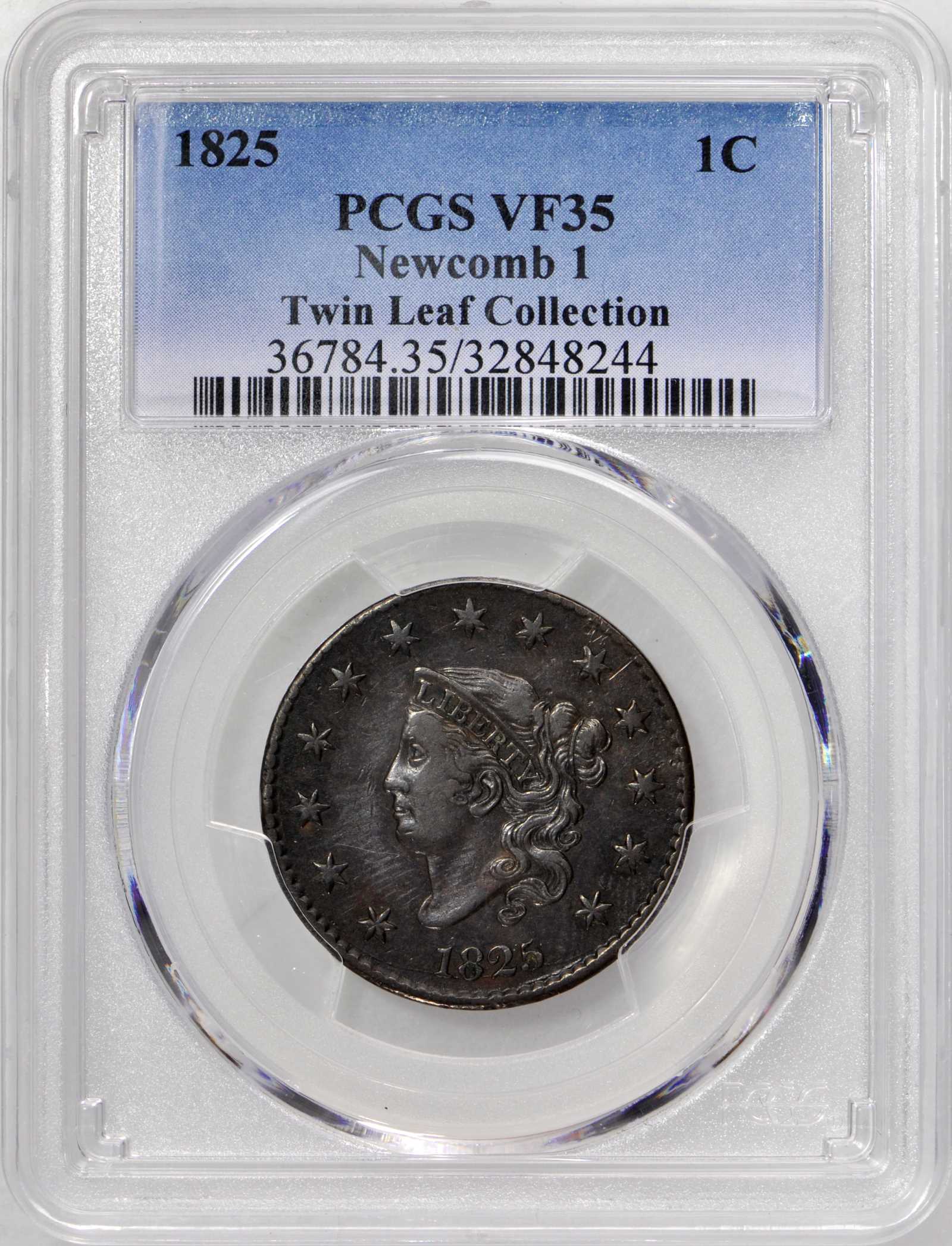 image for: 1825 Matron Head Cent. N-1. Rarity-4. Noyes Die State-B/A. VF-35 (PCGS).