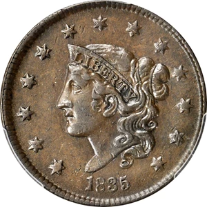 image for: 1835 Matron Head Cent. N-7, 17. Head of 1836. Rarity-1. Noyes Die State-B/B, late. AU-55 (PCGS).