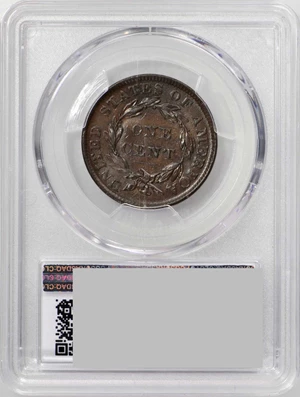 image for: 1835 Matron Head Cent. N-7, 17. Head of 1836. Rarity-1. Noyes Die State-B/B, late. AU-55 (PCGS).