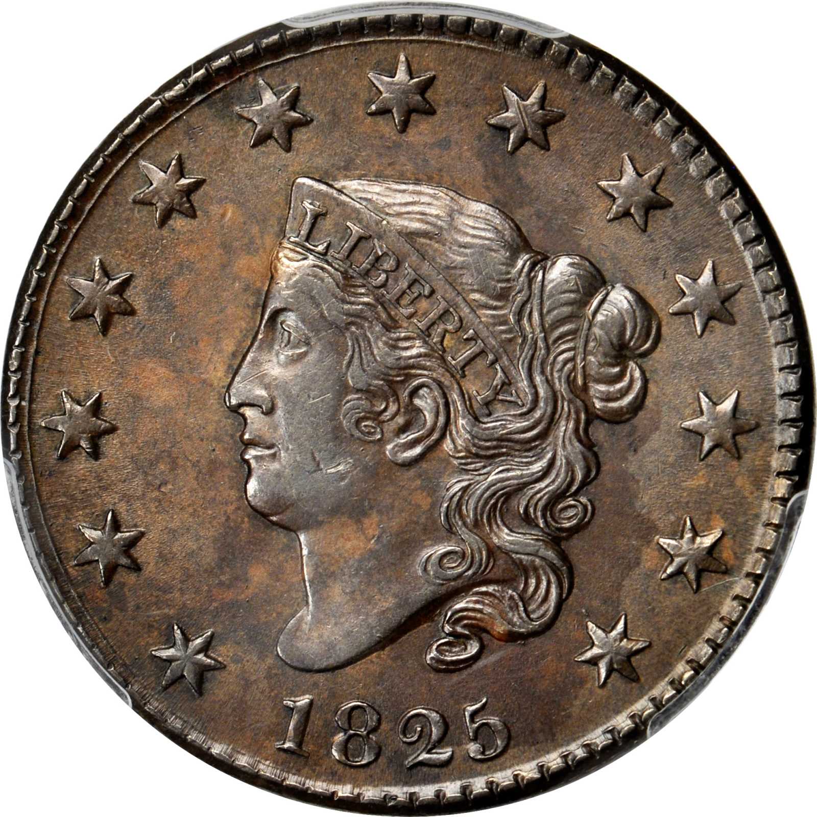 image for: 1825 Matron Head Cent. N-8. Rarity-3. Noyes Die State-B/A. AU-58 (PCGS).