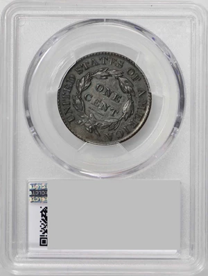 image for: 1827 Matron Head Cent. N-1. Rarity-2. Noyes Die State-A/A. AU-50 (PCGS).