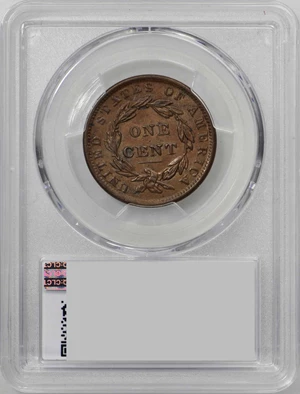 image for: 1837 Modified Matron Head Cent. N-10. Head of 1838. Rarity-1. Noyes Die State-C/B. AU-58 (PCGS).