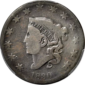 image for: 1830 Matron Head Cent. N-9. Large Letters. Rarity-6. Noyes Die State-C/A. Good-6 (PCGS).