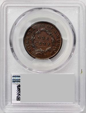 image for: 1834 Matron Head Cent. N-1. Small 8, Large Stars, Medium Letters. Double Profile. Rarity-1. Noyes Die State-B/B. AU-55 (PCGS).