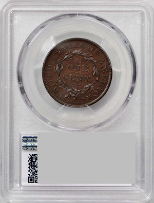 image for: 1834 Matron Head Cent. N-4. Large 8, Small Stars, Medium Letters. Rarity-2. Noyes Die State-B/C. AU-55 (PCGS).