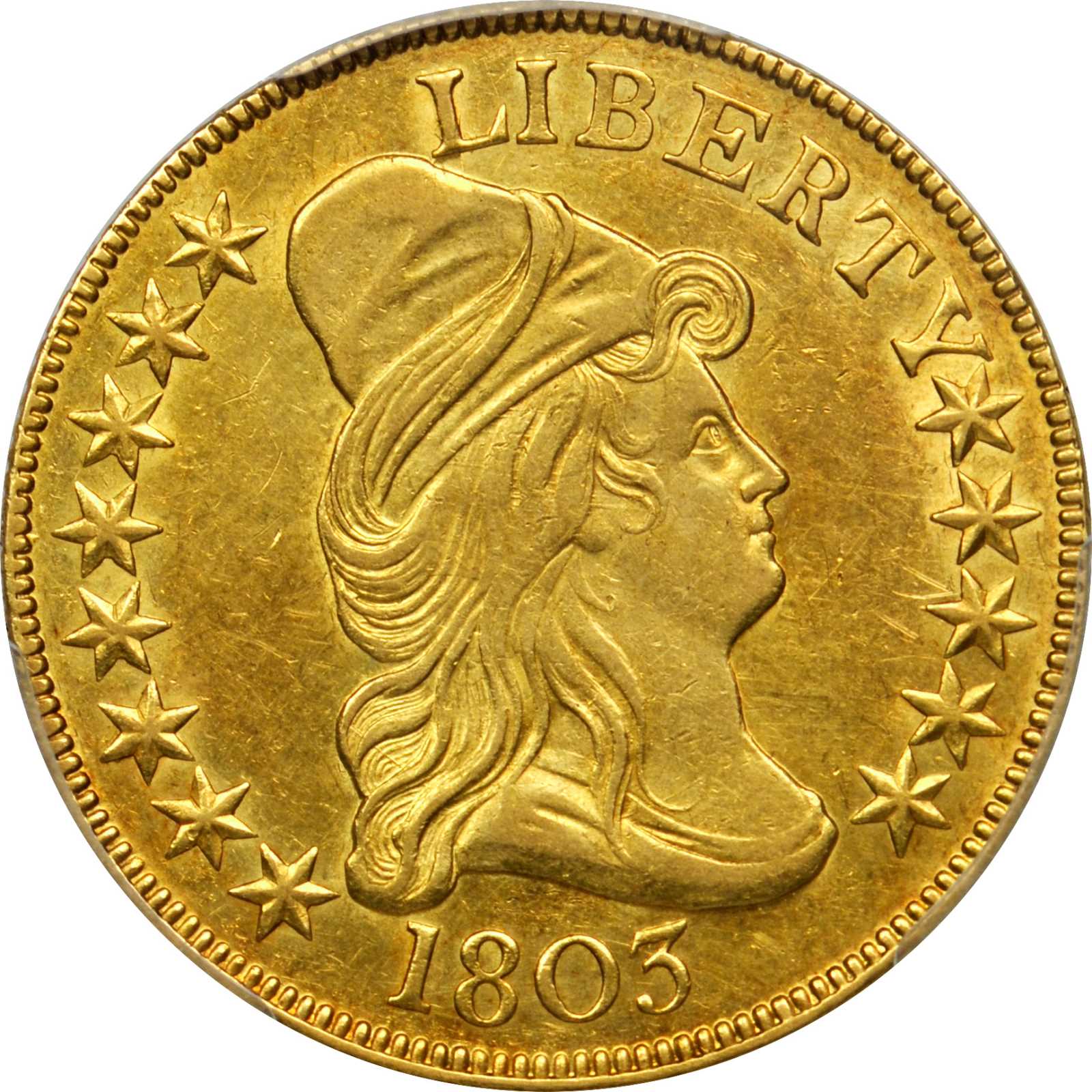 image for: 1803 Capped Bust Right Eagle. BD-5, Taraszka-30. Rarity-4+. Large Reverse Stars, Extra Star. AU-58 (PCGS).