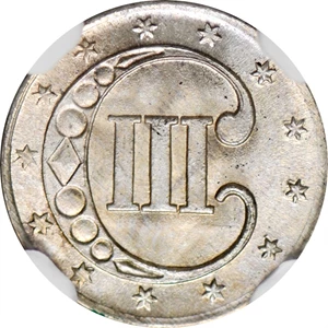 image for: 1852 Silver Three-Cent Piece. MS-68 (NGC).