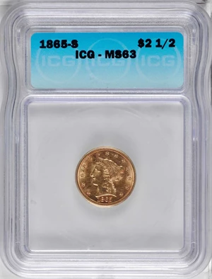 image for: 1865-S Liberty Quarter Eagle. MS-63 (ICG).