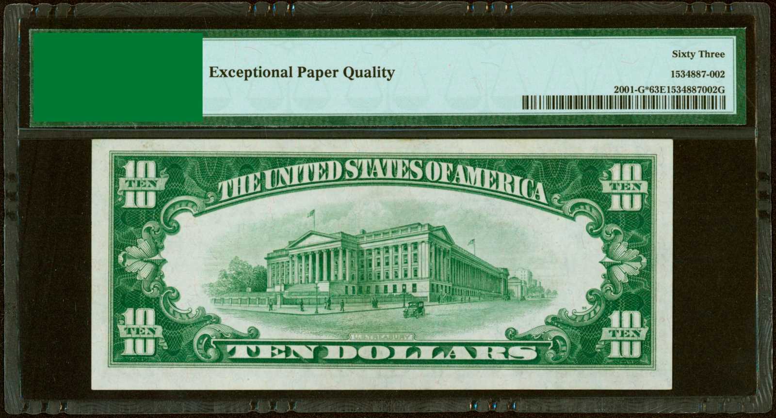 image for: Fr. 2001-G*. 1928A $10 Federal Reserve Star Note. Chicago. PMG Choice Uncirculated 63 EPQ.