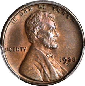 image for: 1928-D Lincoln Cent. MS-65 BN (PCGS).