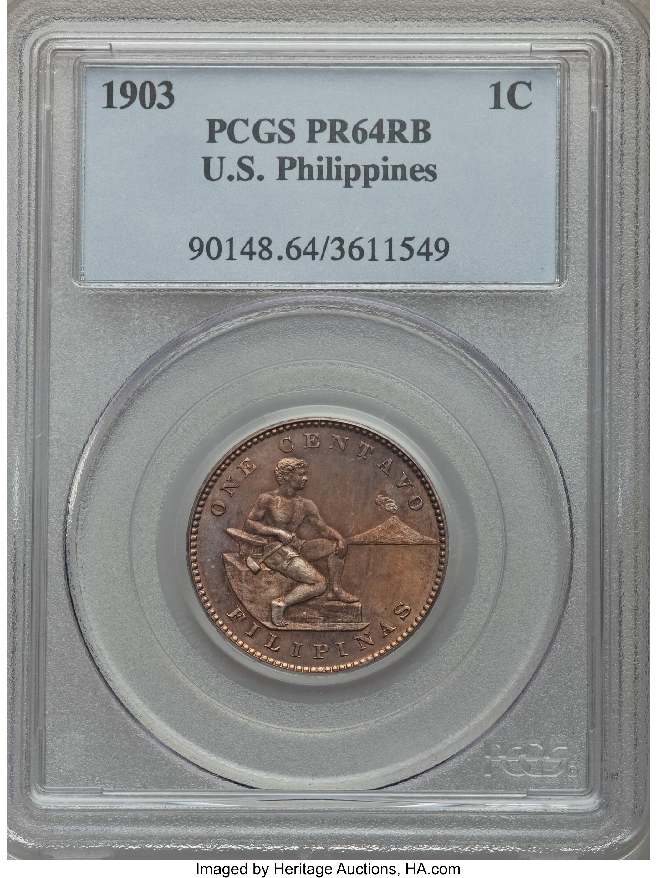 image for: 1903 1C PR64 Red and Brown PCGS. PCGS Population (28/28). NGC Census: (0/0)....