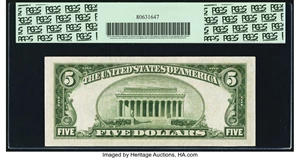 image for: Fr. 1959-I $5 1934C Federal Reserve Note. PCGS Choice About New 58PPQ....