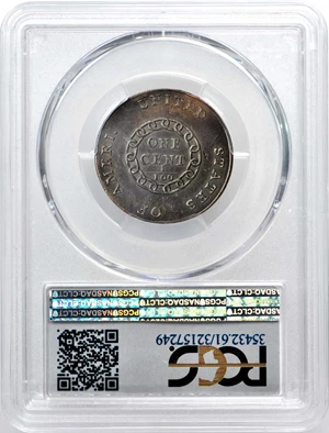 image for: 1793 Flowing Hair Cent. Sheldon-1. Rarity-4. Chain, AMERI. Mint State-61 BN (PCGS).