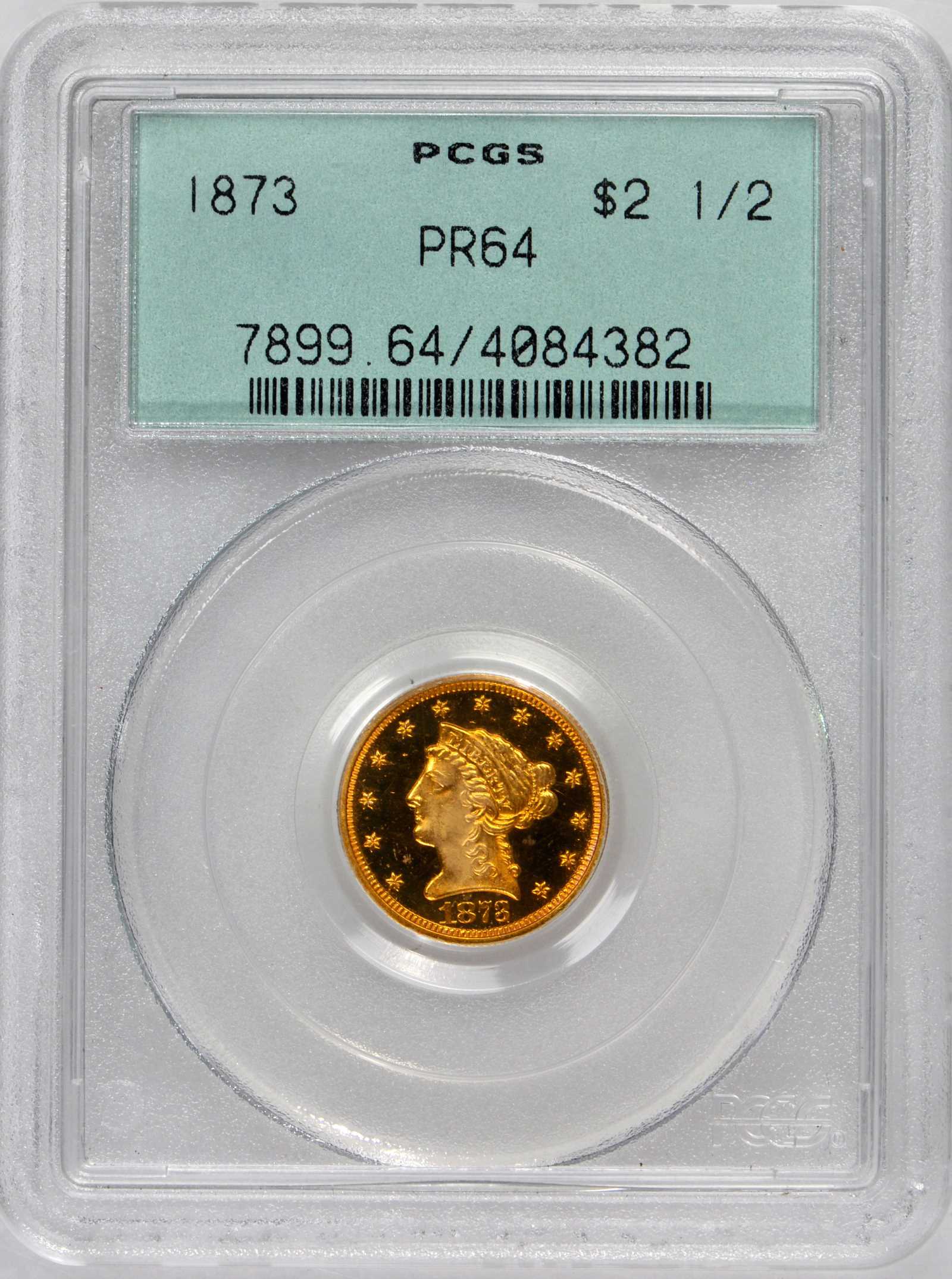 image for: 1873 Liberty Quarter Eagle. Proof-64 (PCGS). OGH.