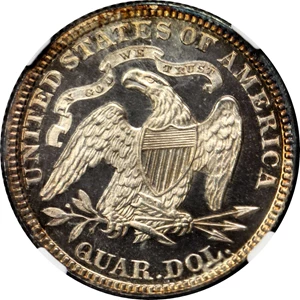 image for: 1884 Liberty Seated Quarter. Proof-68 Cameo (NGC).