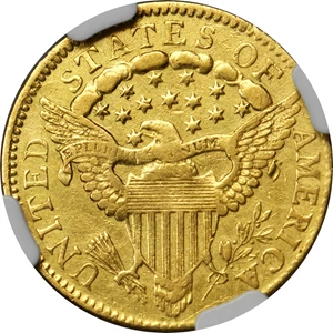 image for: 1804 Capped Bust Right Quarter Eagle. BD-1. Rarity-6+. Die State a/d. 13-Star Reverse. AU-50 (NGC).