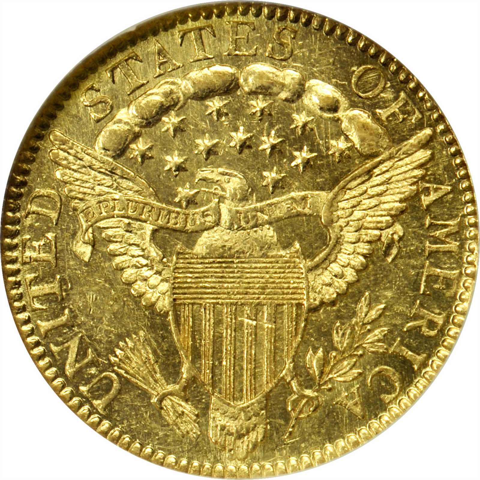 image for: 1798 Capped Bust Right Quarter Eagle. BD-2. Rarity-5. Die State a. Wide Date, 5 Berries. MS-62 (NGC).