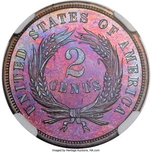 image for: 1868 2C PR67 Red and Brown NGC....