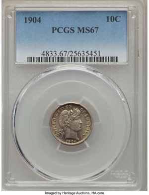 image for: 1904 10C MS67 PCGS....
