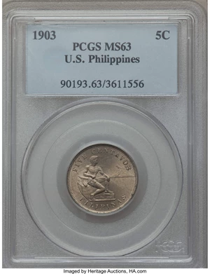image for: (3)1903 5C U.S. Philippines MS63 PCGS. ... (Total: 3 coins)