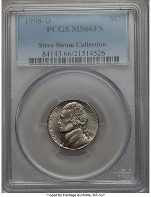 image for: 1998-D 5C MS66 Full Steps PCGS. Ex: Steve Strom Collection. PCGS Population (12/0). NGC Census: (0/0)....
