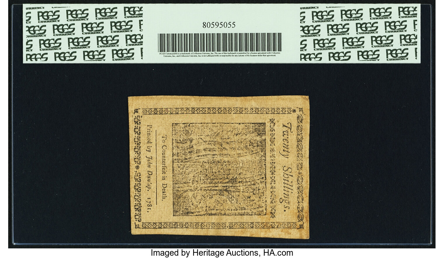 image for: Pennsylvania April 20, 1781 20s PCGS Extremely Fine 40....