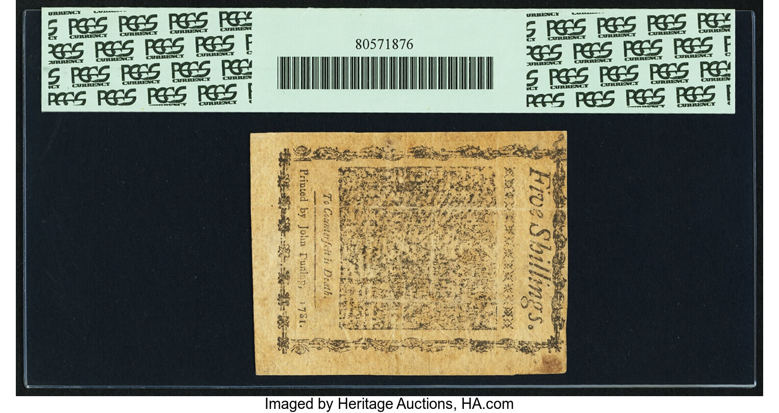 image for: Pennsylvania April 20, 1781 5s PCGS Apparent Very Fine 25....