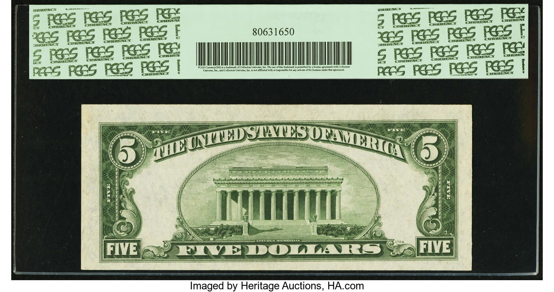 image for: Fr. 1959-H $5 1934C Federal Reserve Note. PCGS Very Choice New 64PPQ....